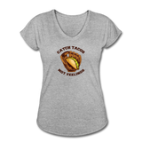 Women's V-Neck T-Shirt - Catch Tacos Not Feelings - heather gray