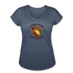 Women's V-Neck T-Shirt - Catch Tacos Not Feelings - navy heather