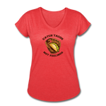 Women's V-Neck T-Shirt - Catch Tacos Not Feelings - heather red