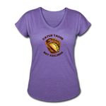 Women's V-Neck T-Shirt - Catch Tacos Not Feelings - purple heather