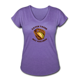 Women's V-Neck T-Shirt - Catch Tacos Not Feelings - purple heather