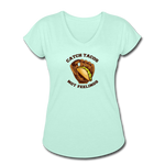 Women's V-Neck T-Shirt - Catch Tacos Not Feelings - mint