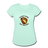 Women's V-Neck T-Shirt - Catch Tacos Not Feelings - mint