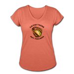 Women's V-Neck T-Shirt - Catch Tacos Not Feelings - heather bronze