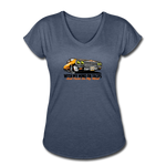 Women's V-Neck T-Shirt - My Mind On Tacos - navy heather