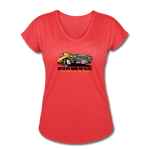 Women's V-Neck T-Shirt - My Mind On Tacos - heather red