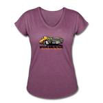 Women's V-Neck T-Shirt - My Mind On Tacos - heather plum