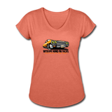 Women's V-Neck T-Shirt - My Mind On Tacos - heather bronze