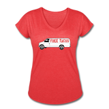 Women's V-Neck T-Shirt - Free Taco Van - heather red