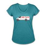 Women's V-Neck T-Shirt - Free Taco Van - heather turquoise