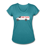 Women's V-Neck T-Shirt - Free Taco Van - heather turquoise