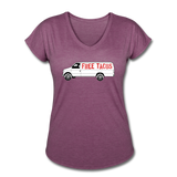 Women's V-Neck T-Shirt - Free Taco Van - heather plum