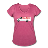 Women's V-Neck T-Shirt - Free Taco Van - heather raspberry