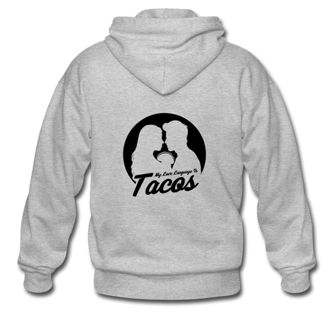 Men's Heavy Blend Zip Hoodie - My Love Language Is Tacos - heather gray