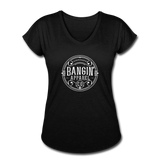 Women's V-Neck T-Shirt - Bangin' Apparel Co. Logo (White) - black