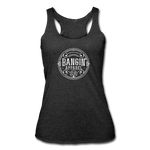 Women’s Racerback Tank - Bangin' Apparel Co. Logo (White) - heather black