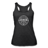 Women’s Racerback Tank - Bangin' Apparel Co. Logo (White) - heather black