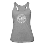 Women’s Racerback Tank - Bangin' Apparel Co. Logo (White) - heather gray