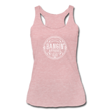 Women’s Racerback Tank - Bangin' Apparel Co. Logo (White) - heather dusty rose