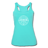 Women’s Racerback Tank - Bangin' Apparel Co. Logo (White) - turquoise