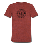 Men's Tri-Blend T-Shirt - Bangin' Apparel Co. Logo (Black) - heather cranberry