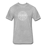 Fitted Men's T-Shirt - Bangin' Apparel Co. Logo (White) - heather gray