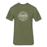 Fitted Men's T-Shirt - Bangin' Apparel Co. Logo (White) - heather military green