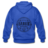 Men's Heavy Blend Zip Hoodie - Bangin' Apparel Co. Logo (Black) - royal blue