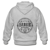 Men's Heavy Blend Zip Hoodie - Bangin' Apparel Co. Logo (Black) - heather gray