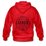 Men's Heavy Blend Zip Hoodie - Bangin' Apparel Co. Logo (Black) - red