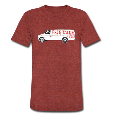 Men's Tri-Blend T-Shirt - Free Taco Van Extreme Edition - heather cranberry