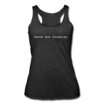 Women’s Racerback Tank - Tacos Are Foreplay (White) - heather black