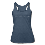 Women’s Racerback Tank - Tacos Are Foreplay (White) - heather navy