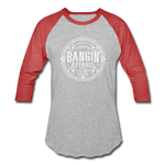 Baseball T-Shirt - Bangin' Apparel Co. Logo (White) - heather gray/red