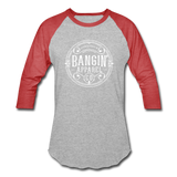 Baseball T-Shirt - Bangin' Apparel Co. Logo (White) - heather gray/red