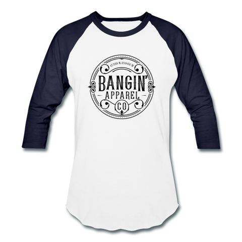 Baseball T-Shirt - Bangin' Apparel Co. Logo (Black) - white/navy