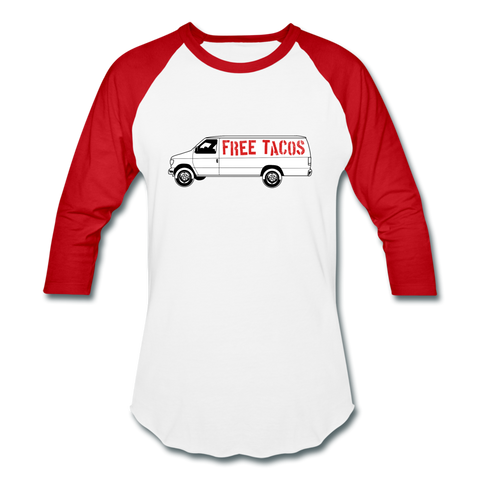 Baseball T-Shirt - Free Taco Van - white/red