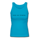 Women's Fitted Tank - Tacos Are Foreplay (Black) - turquoise