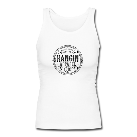 Women's Fitted Tank - Bangin' Apparel Co. Logo (Black) - white