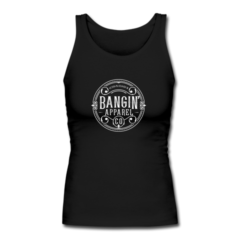 Women's Fitted Tank - Bangin' Apparel Co. Logo (White) - black