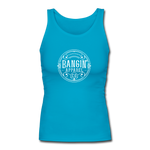 Women's Fitted Tank - Bangin' Apparel Co. Logo (White) - turquoise