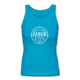 Women's Fitted Tank - Bangin' Apparel Co. Logo (White) - turquoise