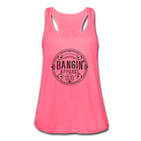 Women's Flowy Tank Top - Bangin' Apparel Co. Logo (Black) - neon pink