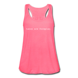 Women's Flowy Tank Top - Tacos Are Foreplay (White) - neon pink