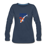 Women's Long Sleeve T-Shirt - Introvert Acting Koi - navy