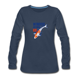 Women's Long Sleeve T-Shirt - Introvert Acting Koi - navy