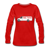 Women's Long Sleeve T-Shirt - Free Taco Van - red