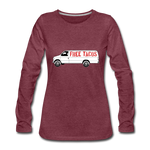 Women's Long Sleeve T-Shirt - Free Taco Van - heather burgundy