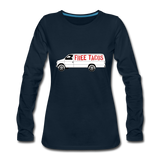 Women's Long Sleeve T-Shirt - Free Taco Van - deep navy