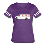 Women's Vintage T-Shirt - Free Taco Van - vintage purple/white